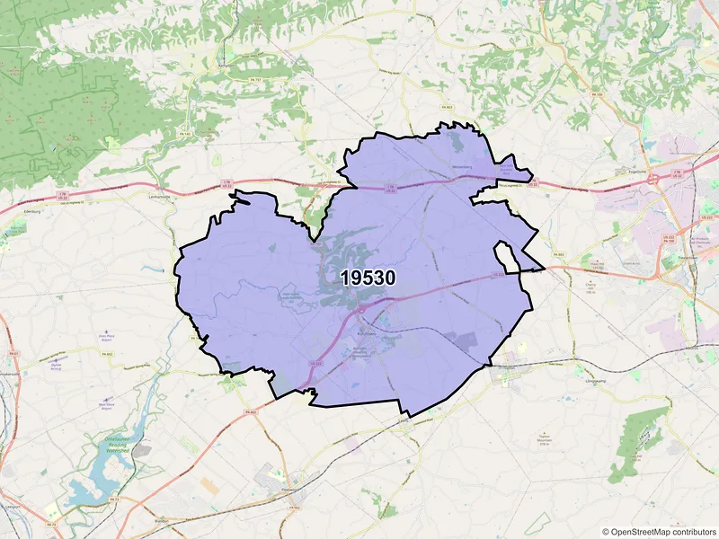 Map of Kutztown, Pennsylvania and ZIP codes