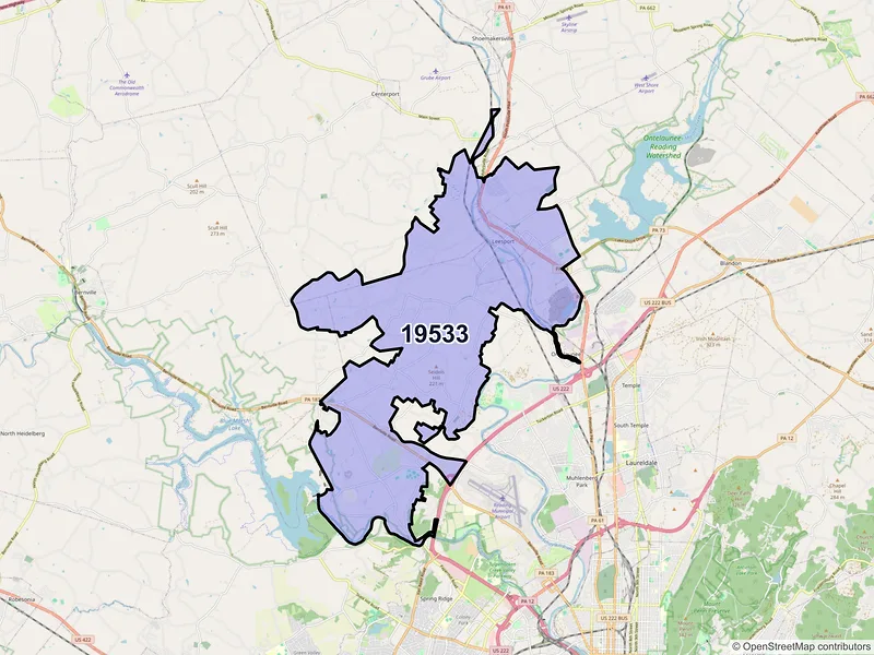 Map of ZIP Code 19533 — Leesport, PA