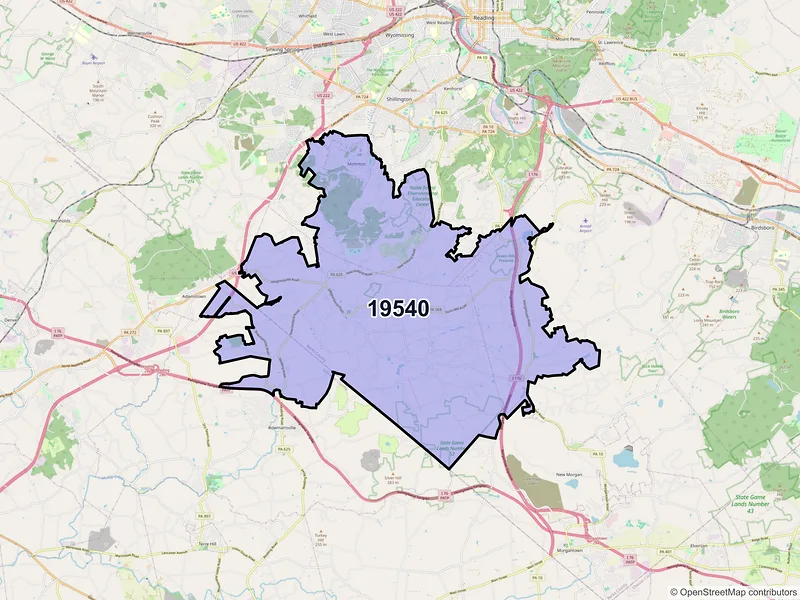Map of ZIP Code 19540 — Mohnton, PA