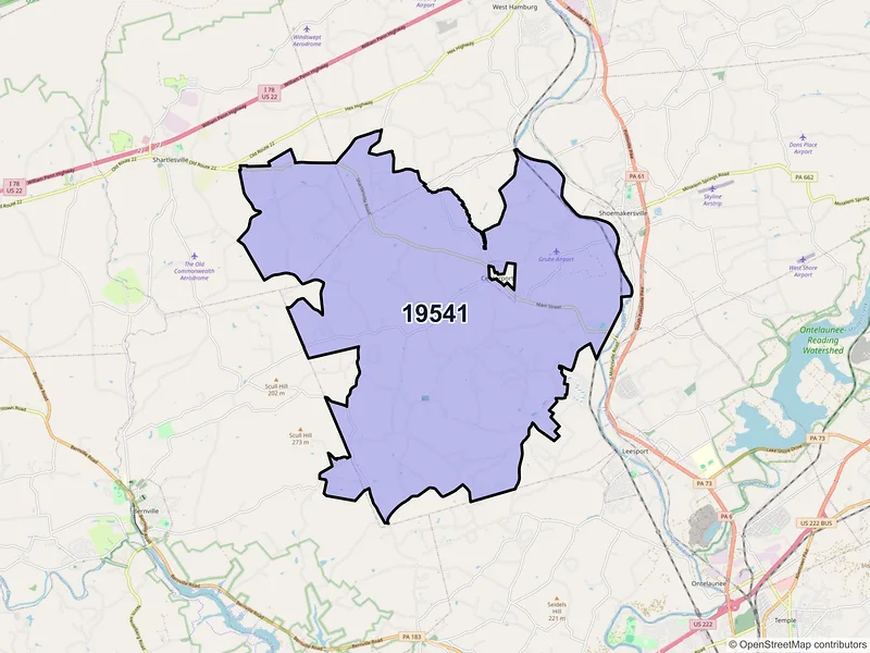 Map of Mohrsville, Pennsylvania and ZIP codes