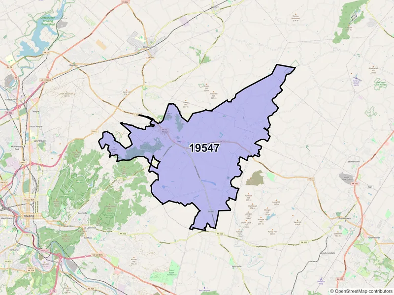 Map of ZIP Code 19547 — Oley, PA