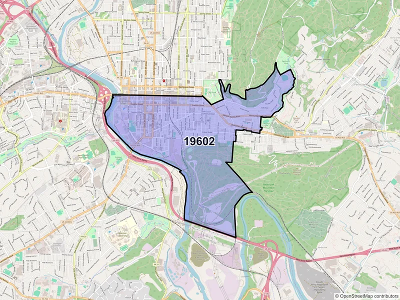Map of ZIP Code 19602 — Reading, PA