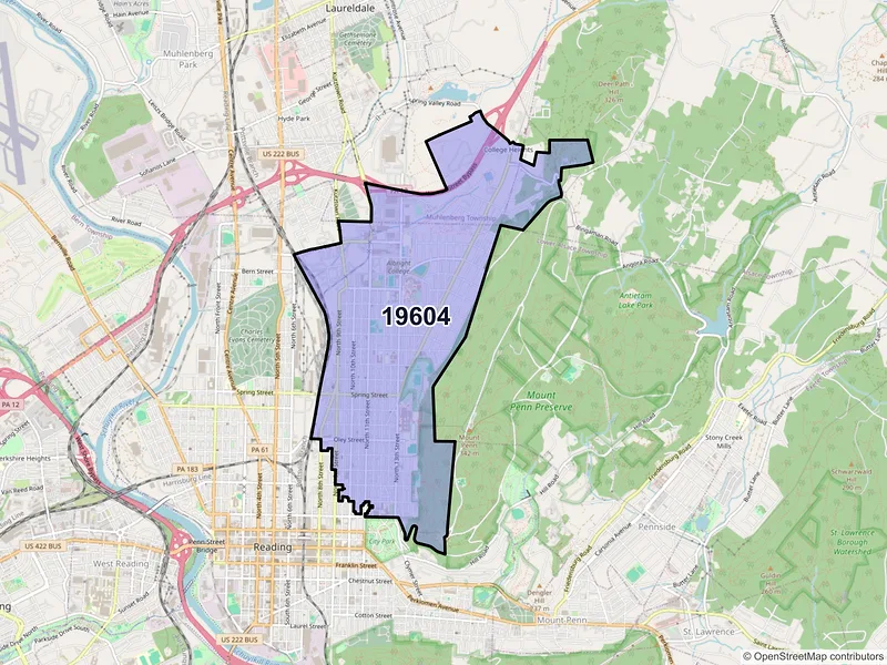 Map of ZIP Code 19604 — Reading, PA