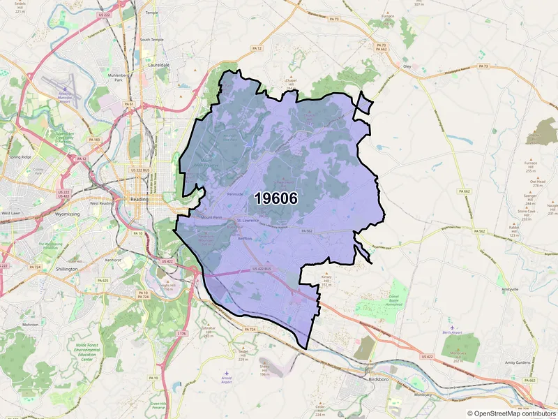 Map of ZIP Code 19606 — Reading, PA