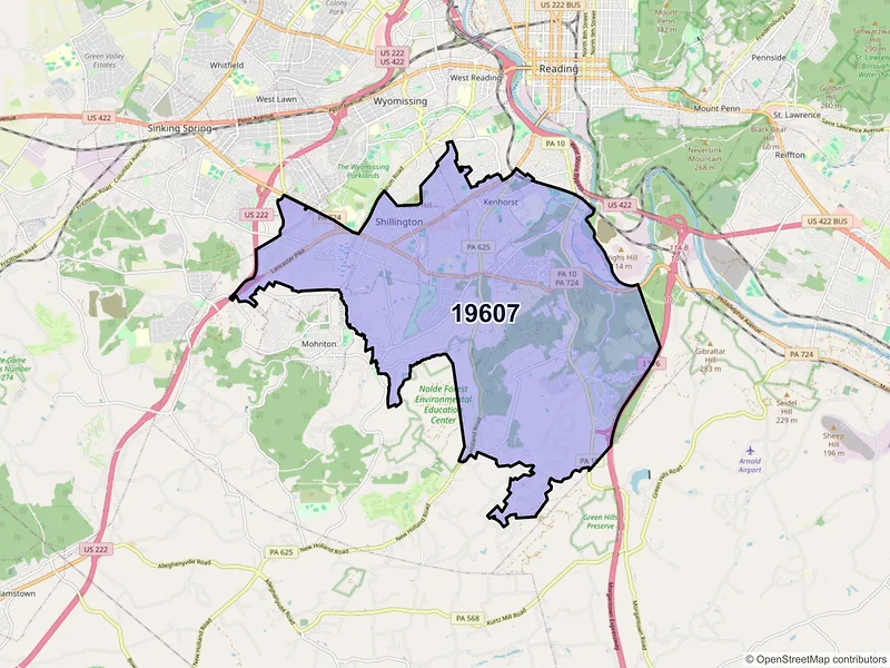 Map of ZIP Code 19607 — Reading, PA