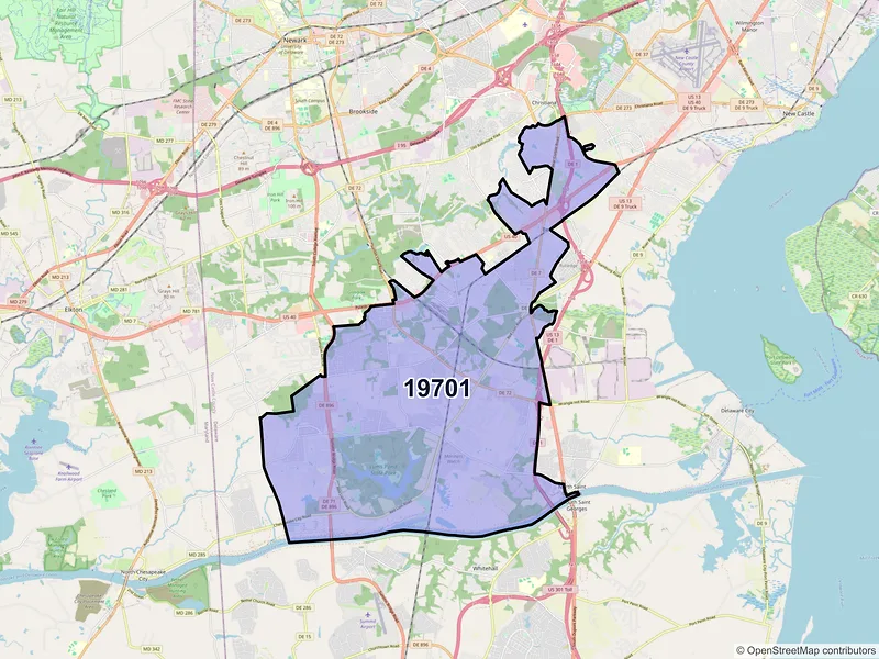 Map of ZIP Code 19701 — Bear, DE