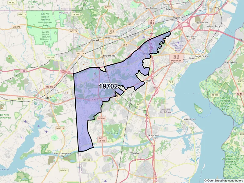 Map of ZIP Code 19702 — Newark, DE