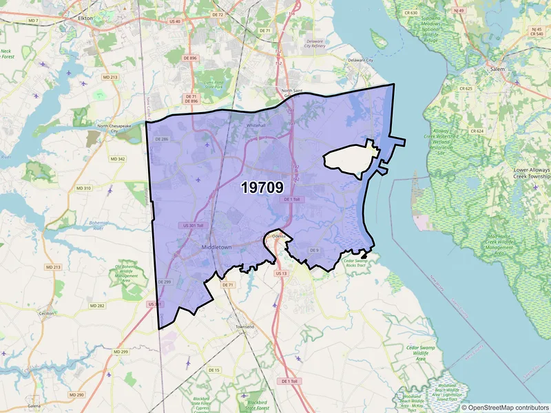 Map of ZIP Code 19709 — Middletown, DE
