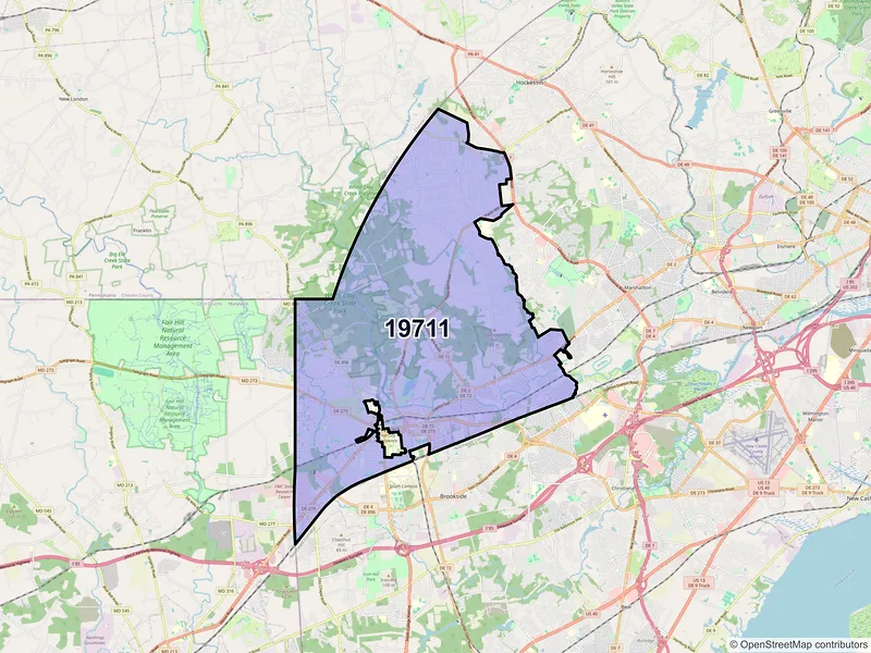 Map of ZIP Code 19711 — Newark, DE