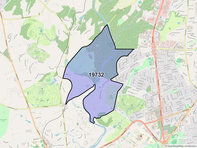 Map of Rockland, Delaware and ZIP codes