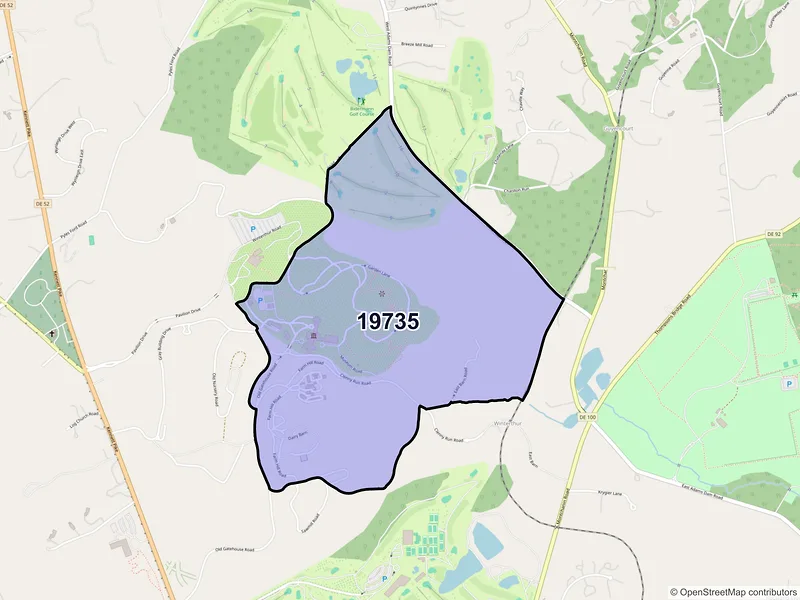 Map of ZIP Code 19735 — Winterthur, DE