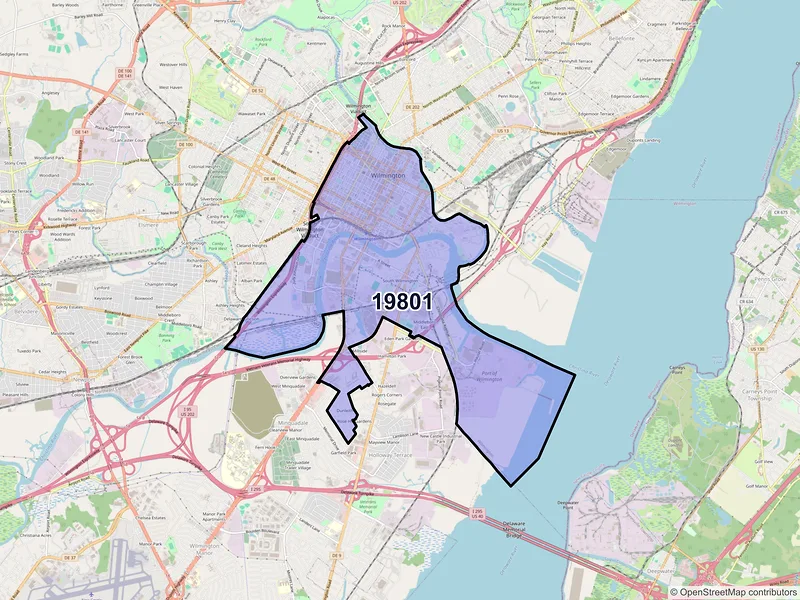 Map of ZIP Code 19801 — Wilmington, DE
