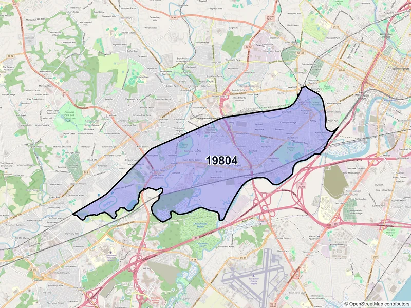 Map of ZIP Code 19804 — Wilmington, DE