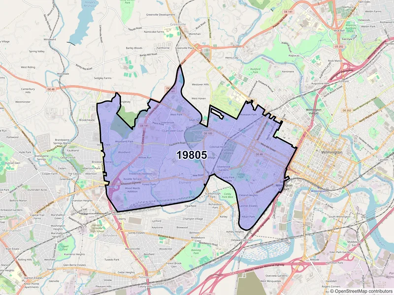 Map of ZIP Code 19805 — Wilmington, DE