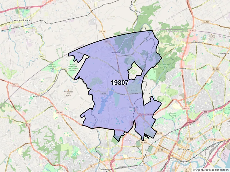 Map of ZIP Code 19807 — Wilmington, DE