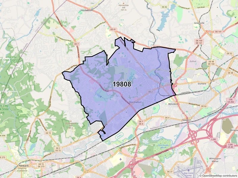 Map of ZIP Code 19808 — Wilmington, DE