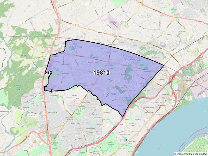 Map of ZIP Code 19810 — Wilmington, DE