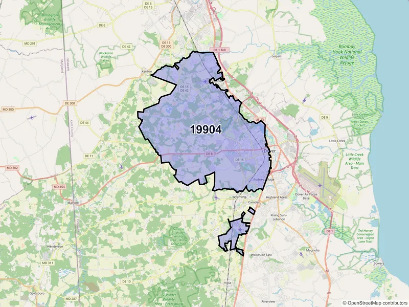 Map of ZIP Code 19904 — Dover, DE