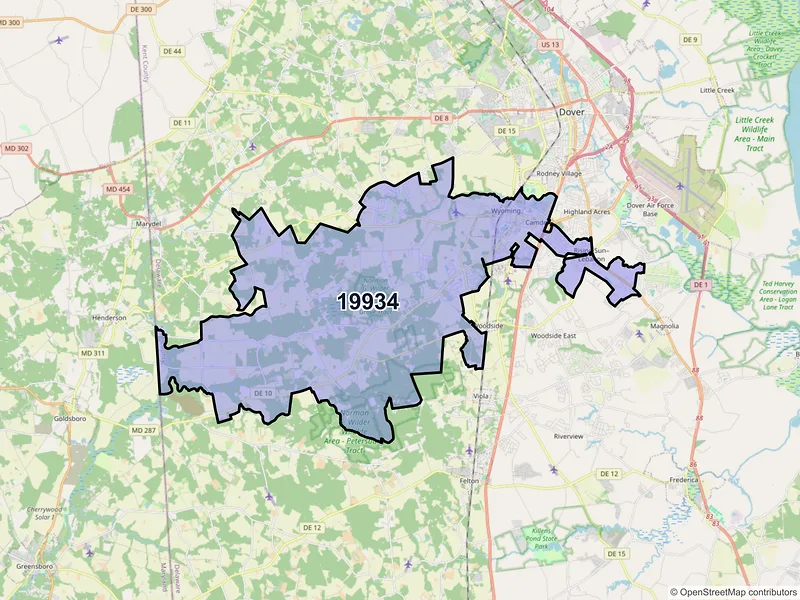 Map of Camden Wyoming, Delaware and ZIP codes