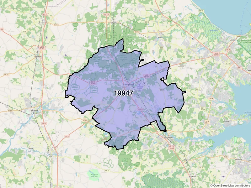 Map of ZIP Code 19947 — Georgetown, DE