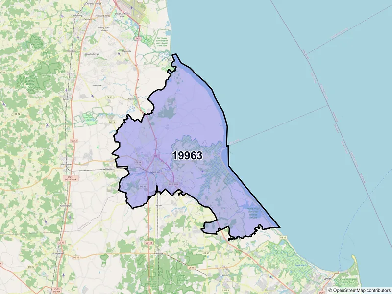 Map of ZIP Code 19963 — Milford, DE