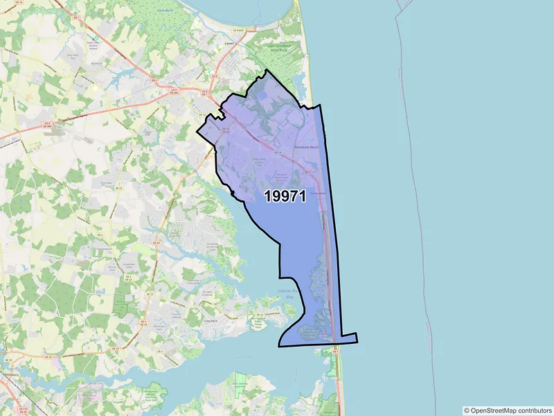 Map of Rehoboth Beach, Delaware and ZIP codes