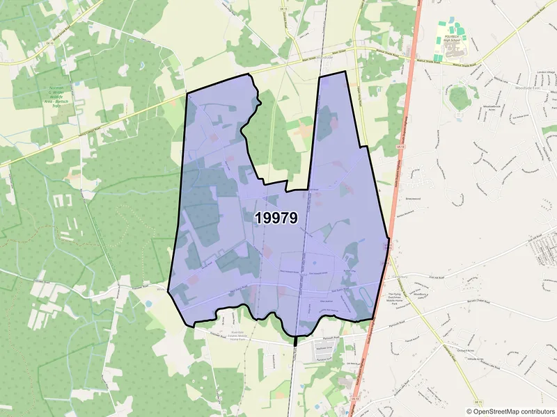 Map of ZIP Code 19979 — Viola, DE