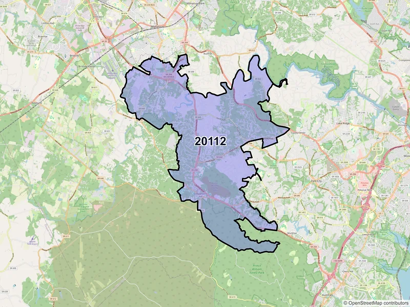 Map of ZIP Code 20112 — Manassas, VA