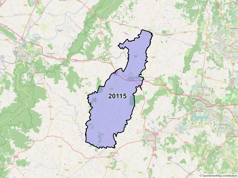 Map of ZIP Code 20115 — Marshall, VA