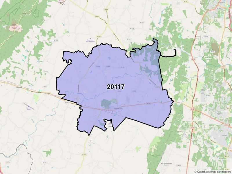 Map of ZIP Code 20117 — Middleburg, VA
