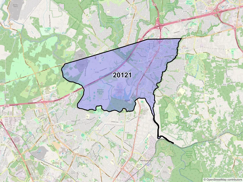 Map of ZIP Code 20121 — Centreville, VA