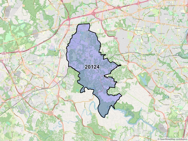 Map of ZIP Code 20124 — Clifton, VA