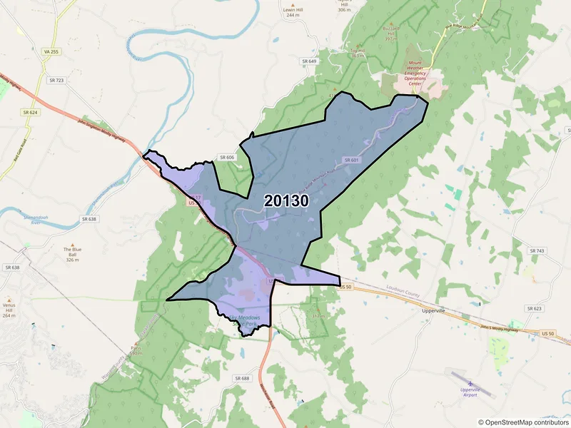 Map of ZIP Code 20130 — Paris, VA