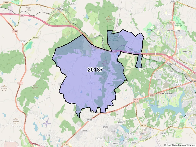 Map of Broad Run, Virginia and ZIP codes