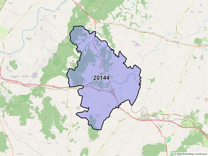 Map of ZIP Code 20144 — Delaplane, VA