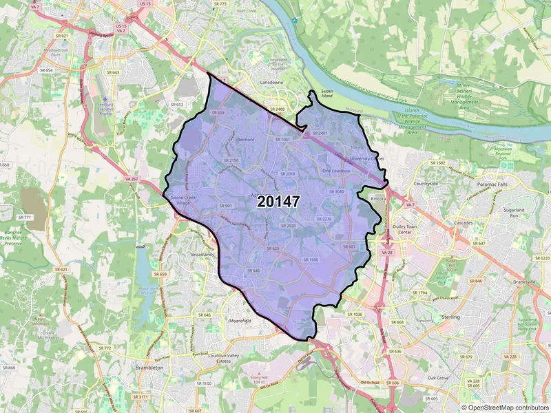 Map of ZIP Code 20147 — Ashburn, VA