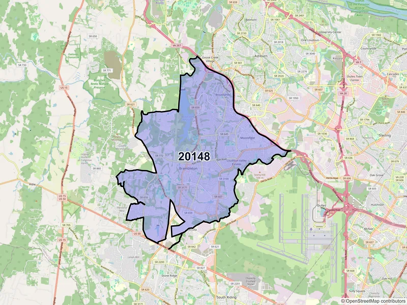 Map of ZIP Code 20148 — Ashburn, VA