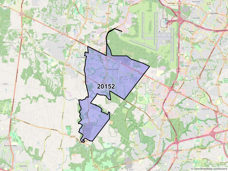 Map of ZIP Code 20152 — Chantilly, VA