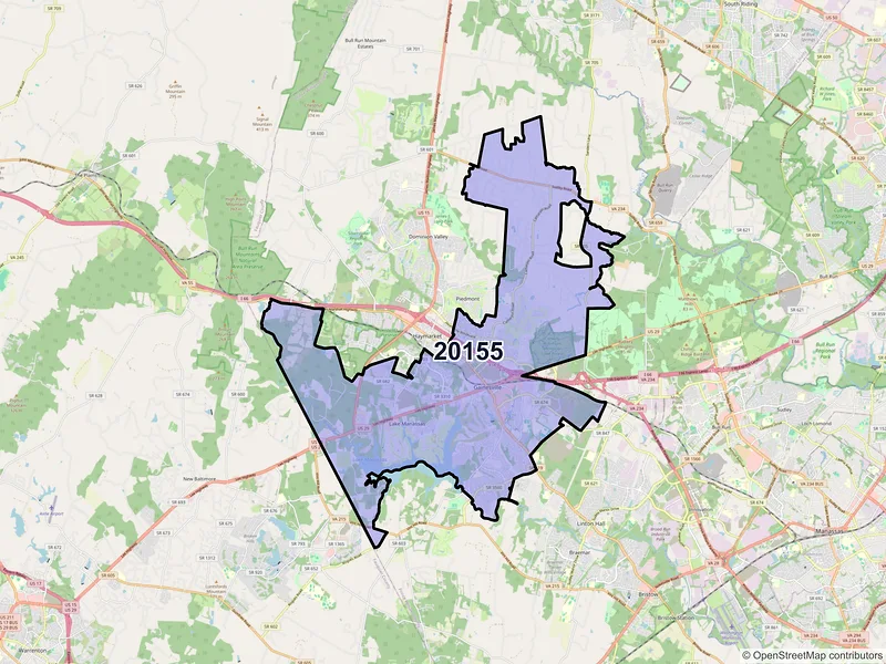 Map of ZIP Code 20155 — Gainesville, VA