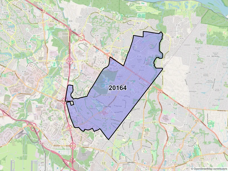 Map of ZIP Code 20164 — Sterling, VA