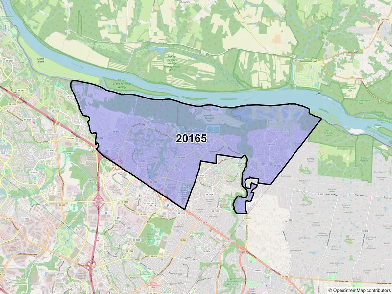 Map of ZIP Code 20165 — Sterling, VA