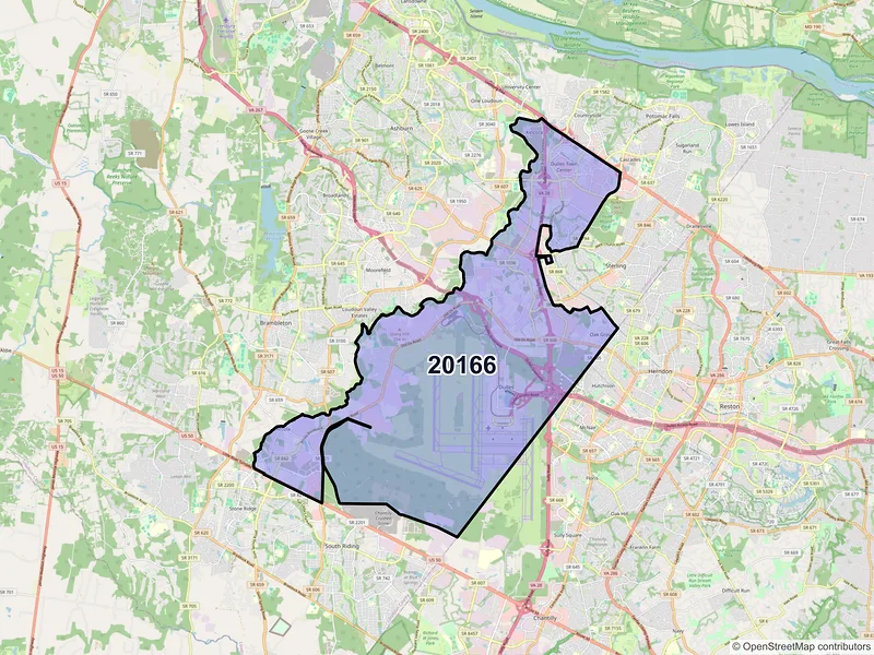 Map of ZIP Code 20166 — Sterling, VA