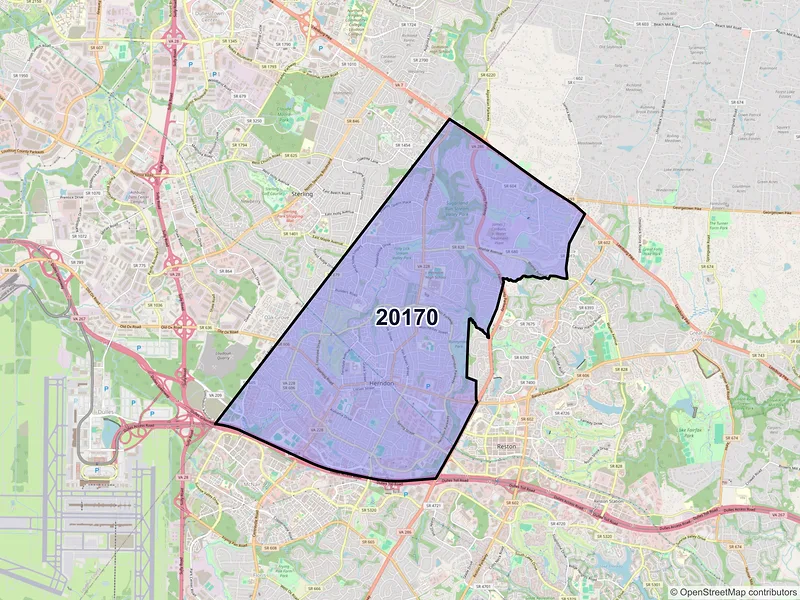 Map of ZIP Code 20170 — Herndon, VA