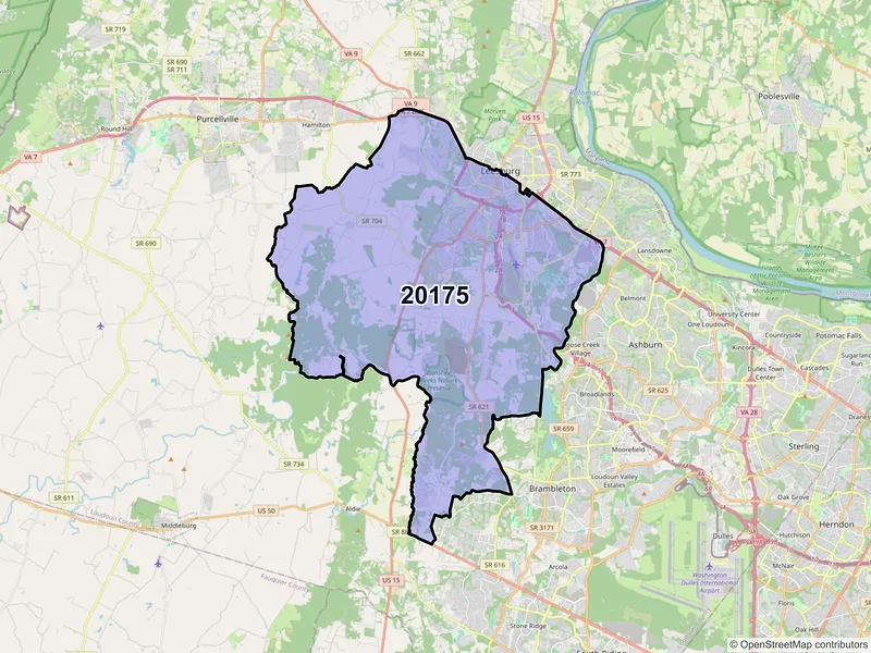 Map of ZIP Code 20175 — Leesburg, VA