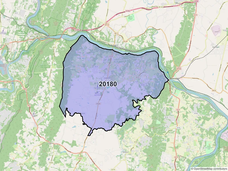 Map of ZIP Code 20180 — Lovettsville, VA