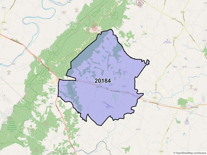 Map of ZIP Code 20184 — Upperville, VA