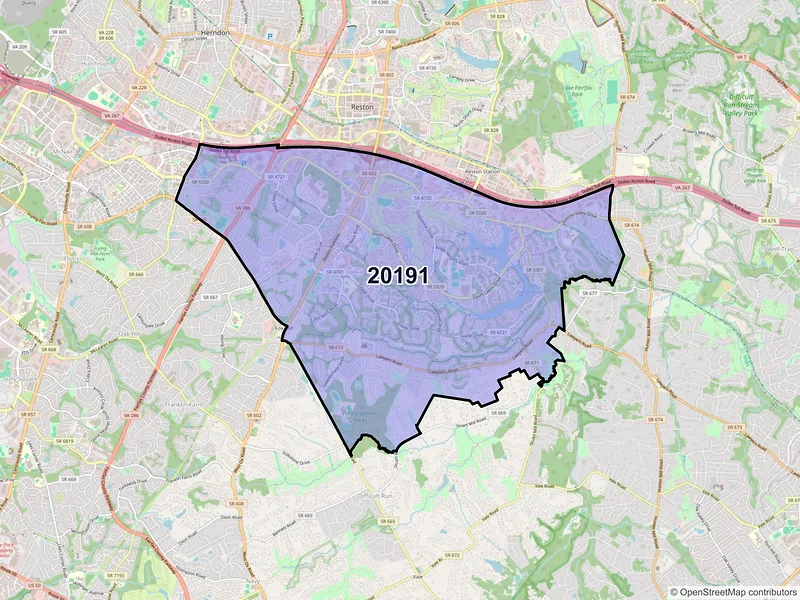 Map of ZIP Code 20191 — Reston, VA