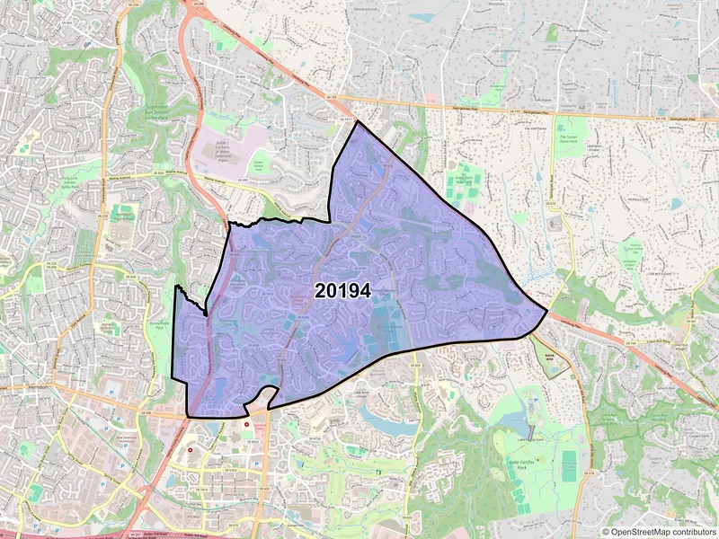 Map of ZIP Code 20194 — Reston, VA
