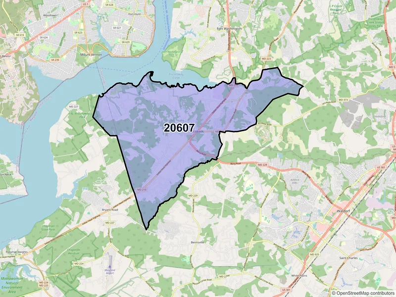 Map of ZIP Code 20607 — Accokeek, MD