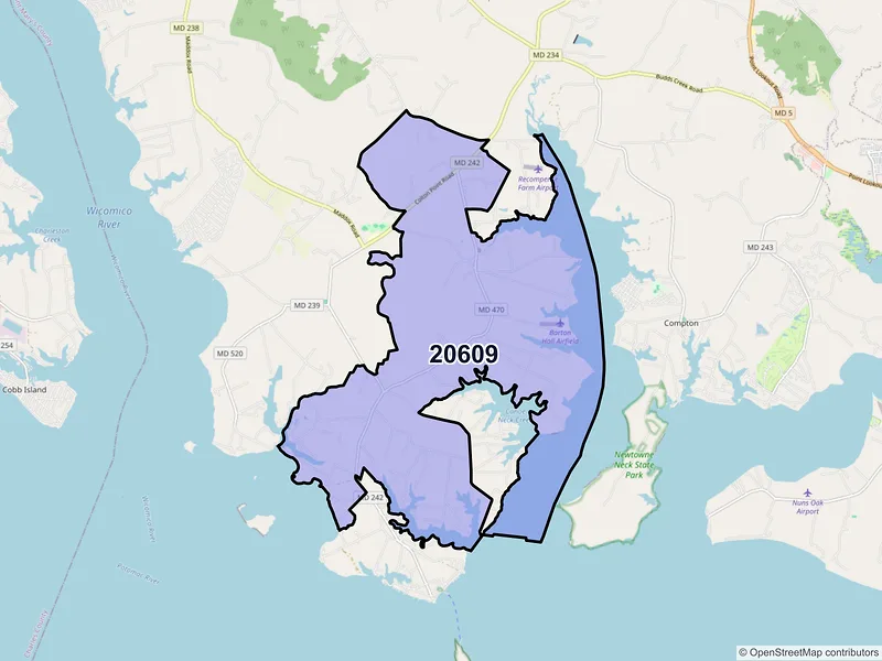 Map of ZIP Code 20609 — Avenue, MD